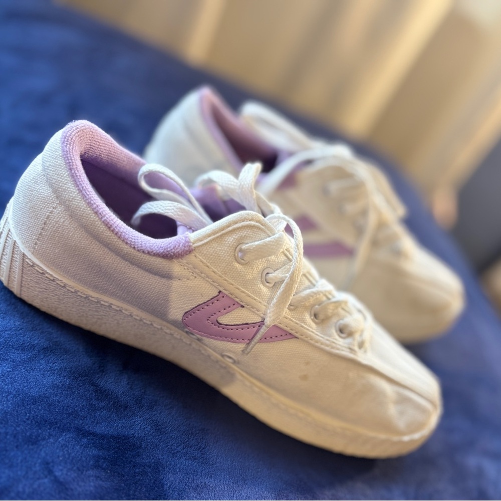 Tretorn White and Purple Sneakers - Picture 2 of 9
